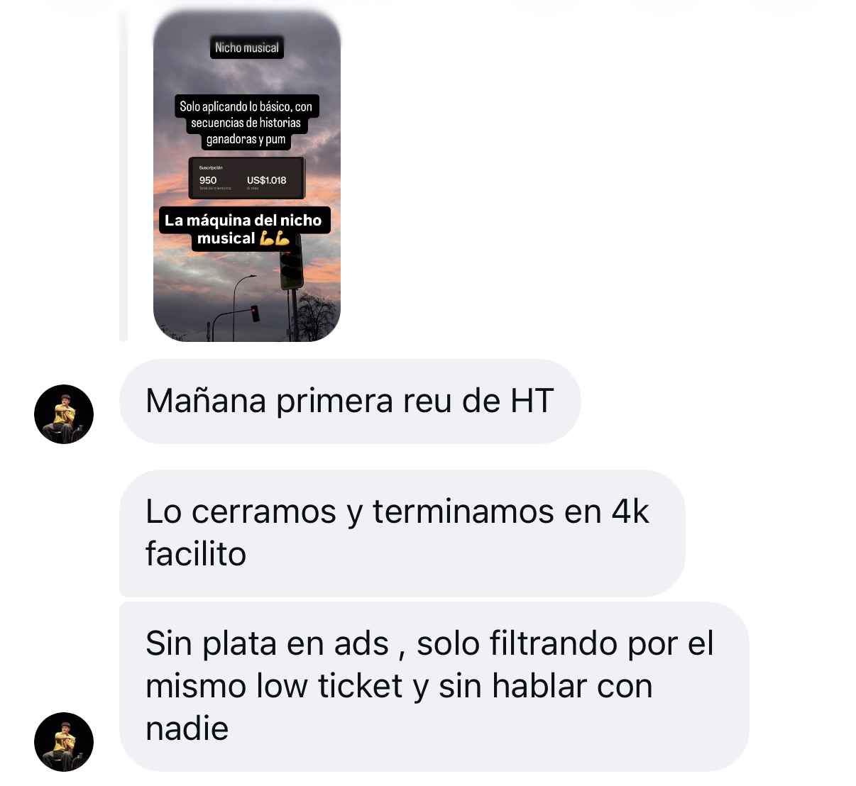 Chat antes de su primera reunión de high ticket